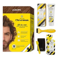 Cleverman All-In-One Beard, Hair & Touch Ups Reusable Dye Kit for Men –Natural-Looking Gray Coverage