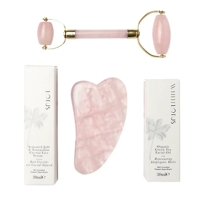 White Lotus Beauty Genuine Rose Quartz Crystal Facial Set