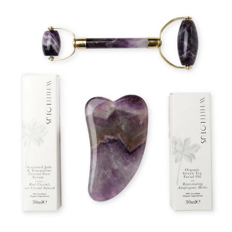 White Lotus Beauty Genuine Amethyst Crystal Facial Set