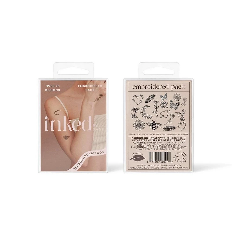 Inked by Dani Embroidered Temporary Tattoo Pack