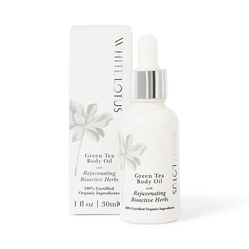 White Lotus Beauty Green Tea Body Oil With Rejuvenating Bioactive Herbs