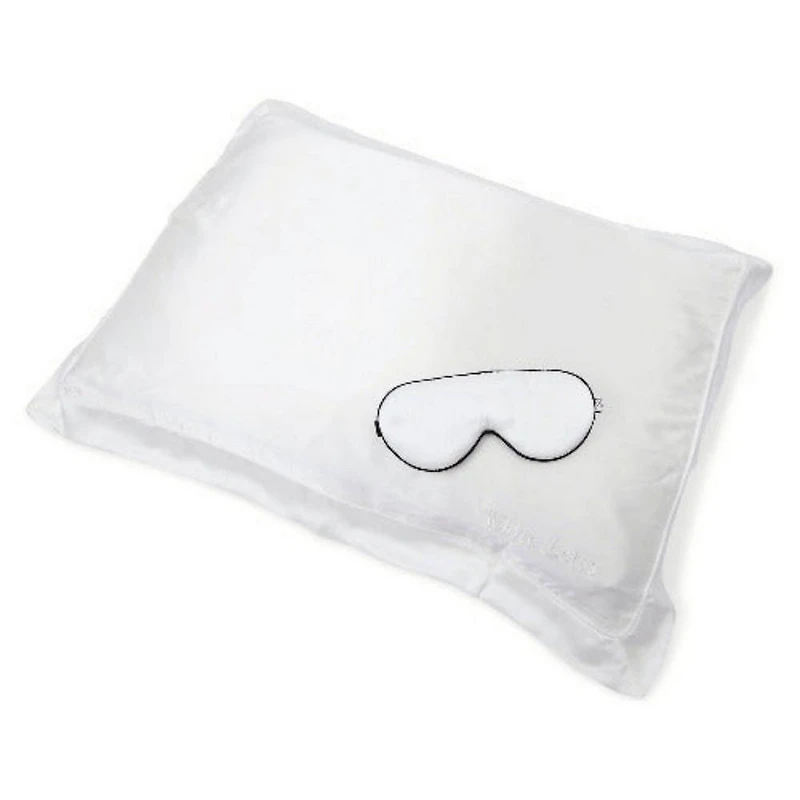 White Lotus Beauty 100% Mulberry Silk Pillowcase & Eye Mask Set - White