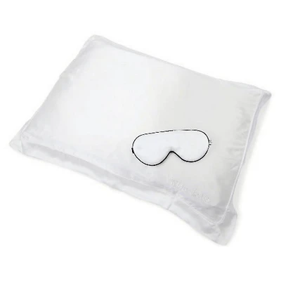 White Lotus Beauty 100% Mulberry Silk Pillowcase & Eye Mask Set - White