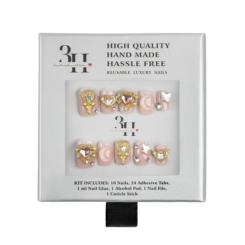 3H Nails Jeweled Petals Handmade Press-On