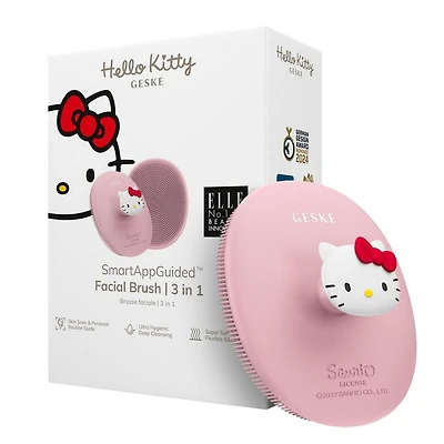 Geske Hello Kitty SmartAppGuided Facial Brush with Handle | 3 in 1 - Hello Kitty Pink