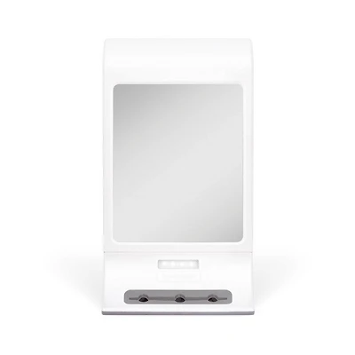 Zadro LED Lighted Fogless Shower Mirror with Suction Cup & Holder - White
