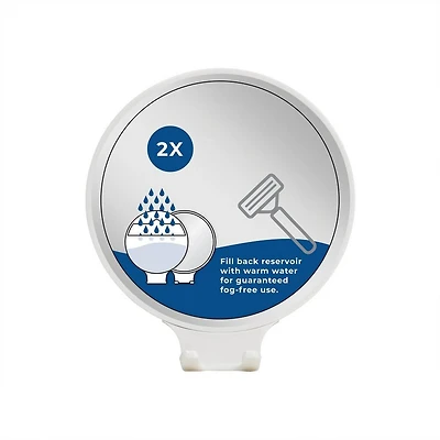 Zadro Fogless Shaving Mirror with 2X Magnification, Razor Holder - White