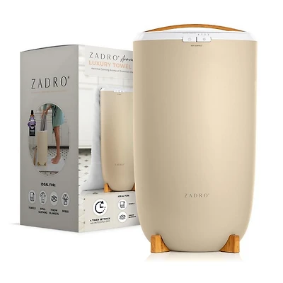 Zadro Towel Warmer with Aromatherapy Diffuser & Essential Oil - Bamboo/Ivory
