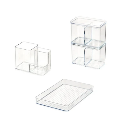 iDesign Plastic Makeup Organizer Set for Countertops and Drawers