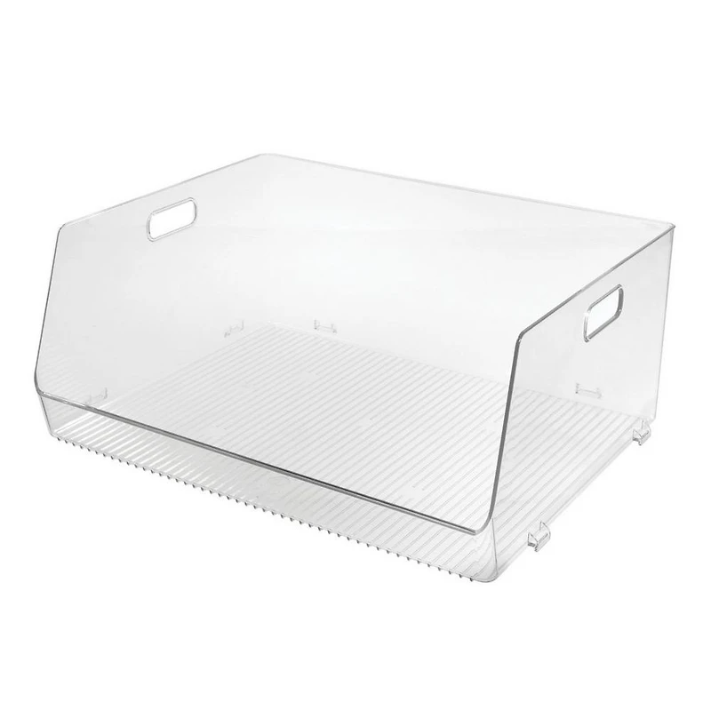 iDesign Stackable Open-Front Storage Bin with Handles
