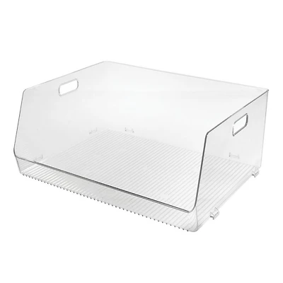 iDesign Stackable Open-Front Storage Bin with Handles