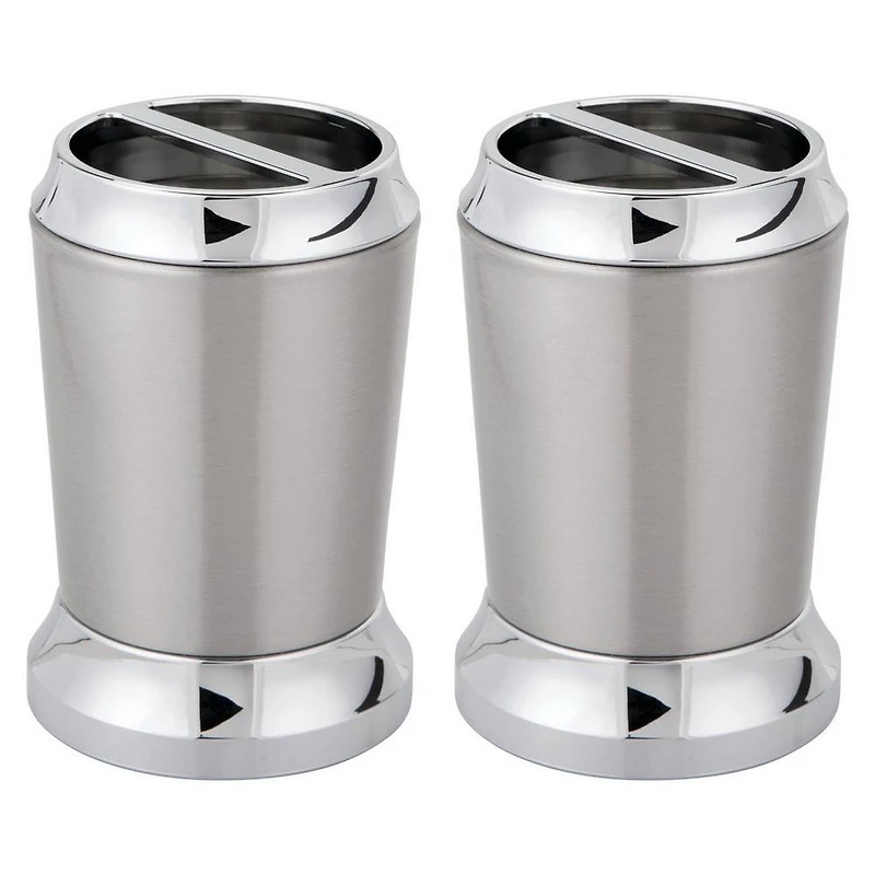 iDesign Brushed Chrome Stainless Steel Toothbrush Holder