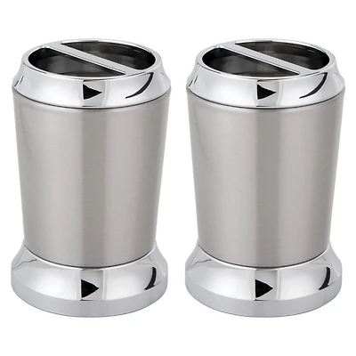 iDesign Brushed Chrome Stainless Steel Toothbrush Holder