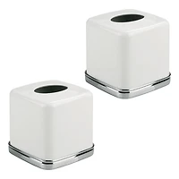 iDesign Square Tissue Box Cover for Bathroom - White