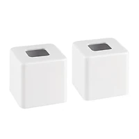iDesign Metal Square Modern Tissue Box Cover Holder for Bathroom - 2 ct