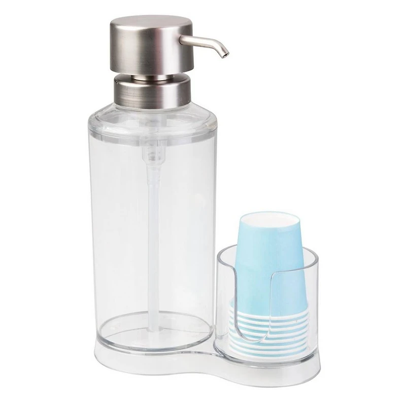 iDesign Mouthwash Caddy with Cup Holder - Clear/Brushed
