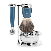 MUHLE Rytmo Petrol Blue 4 Pc. Pure Badger / Safety Razor Shaving Set