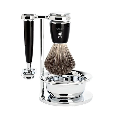 MUHLE Rytmo Black 4-Piece Pure Badger & Safety Razor Shaving Set