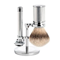 MUHLE Chrome Silvertip Badger & Closed Comb Safety Razor Shaving Set