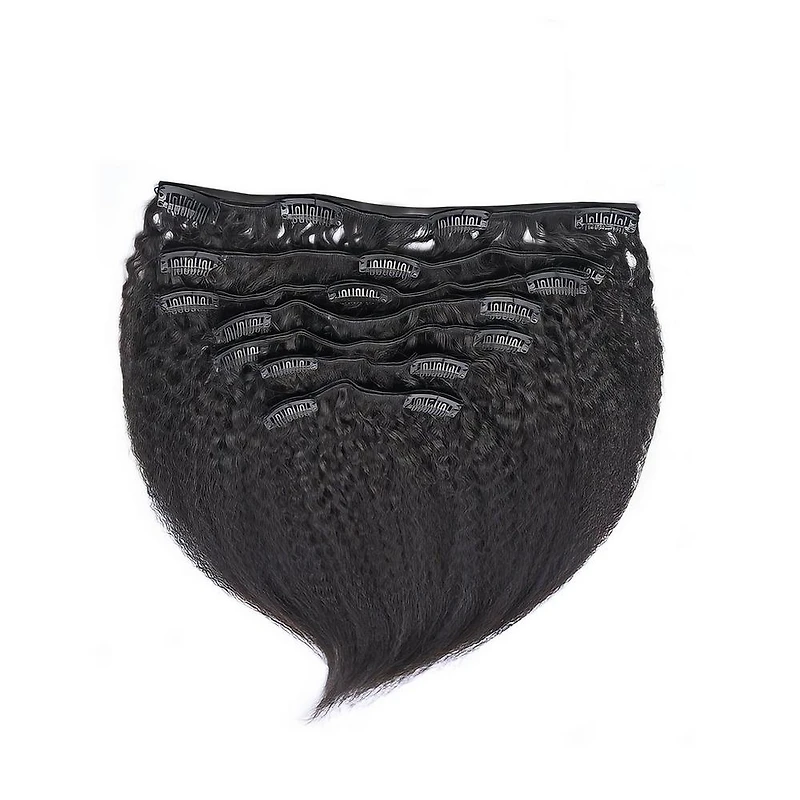 True + Pure Texture Relaxed Natural Blowout Kinky Straight Human Hair Clip Ins Extensions 
