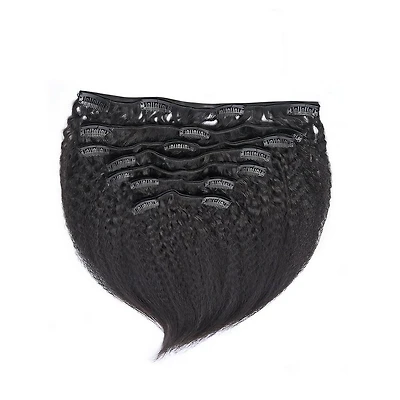 True + Pure Texture Relaxed Natural Blowout Kinky Straight Human Hair Clip Ins Extensions - 20"