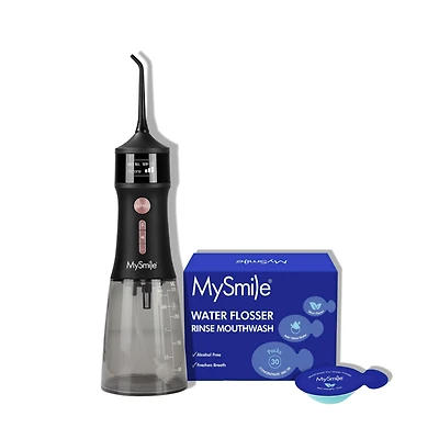 MySmile LP221 Cordless UVC Sterilizable Water Flosser with Mouthwash Pods Bundle