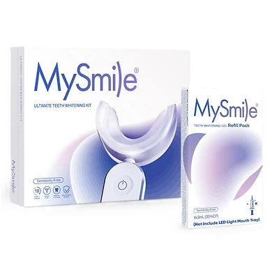 MySmile Ultimate Teeth Whitening Kit with Enamel Strengthening Gel + Extra Gel Refill Pack Bundle