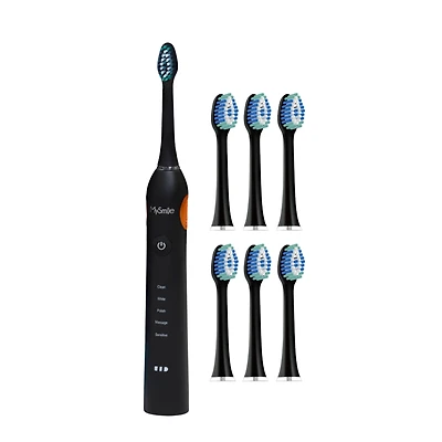 MySmile Sonic Toothbrush & Replacement Heads Bundle - Black