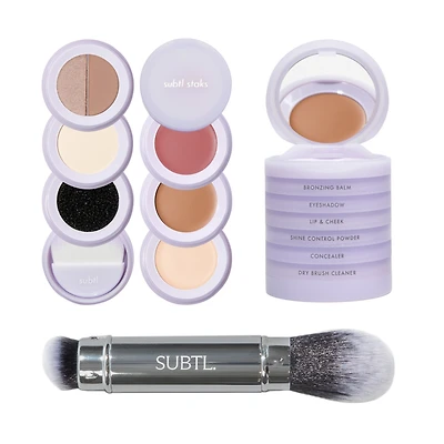 SUBTL. Beauty 6-in-1 Full Face Makeup Stak with Dual-Ended Brush