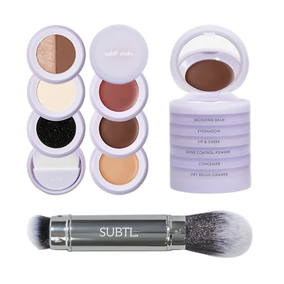 SUBTL. Beauty 6-in-1 Full Face Makeup Stak with Dual-Ended Brush