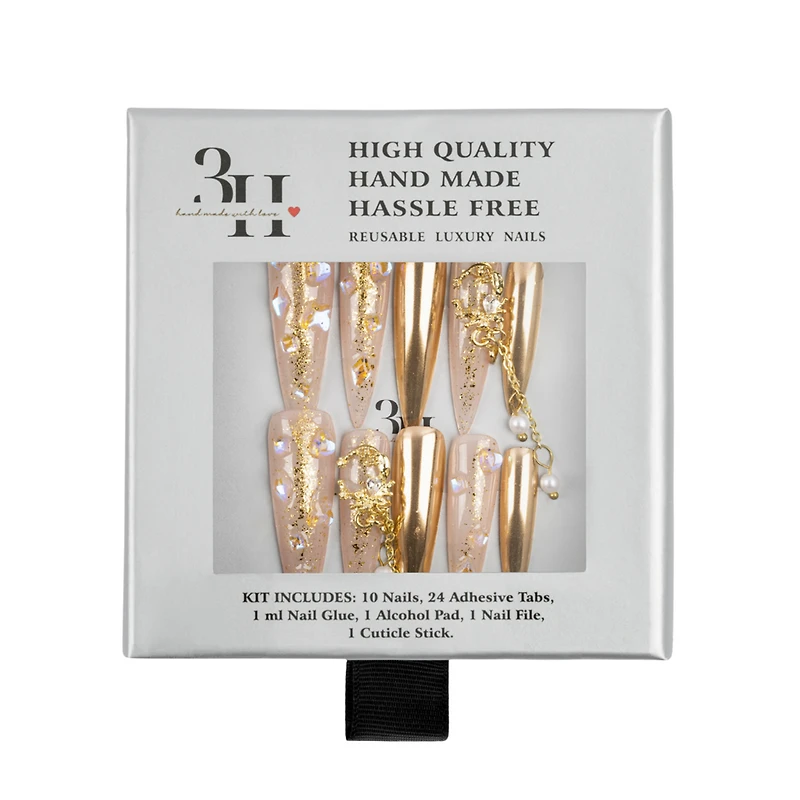 3H Nails Liquid Gold Handmade Press-On