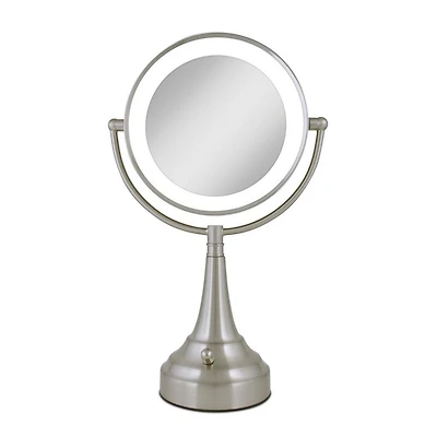 Zadro LED Lighted Makeup Mirror with 10X/1X, Battery & Cordless - Satin Nickel
