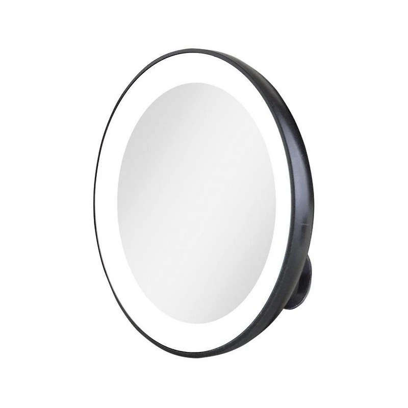 Zadro LED Ring Lighted Compact Mirror with 15X, Suction Cups - Black