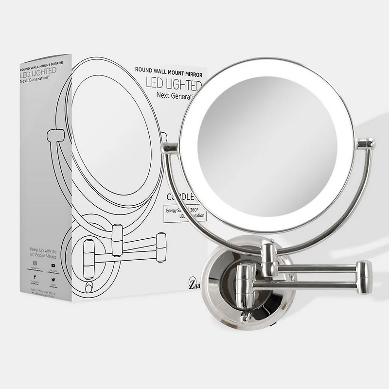 Zadro Lighted Wall Mounted Makeup Mirror with 10X/1X Battery/Cord
