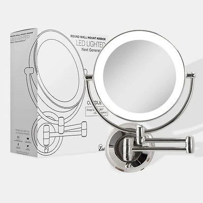 Zadro Lighted Wall Mounted Makeup Mirror with 10X/1X Battery/Cord