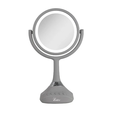 Zadro Lighted Makeup Mirror 5X/1X, Bluetooth & USB Charging Port - Gray