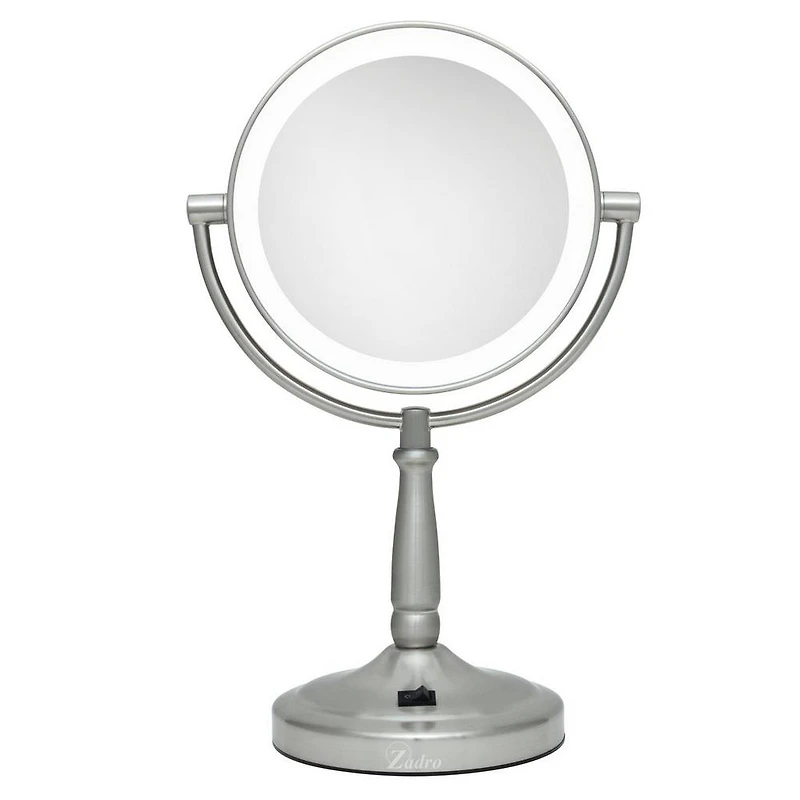 Zadro Cordless LED Lighted Makeup Mirror with 5X/1X - Satin Nickel