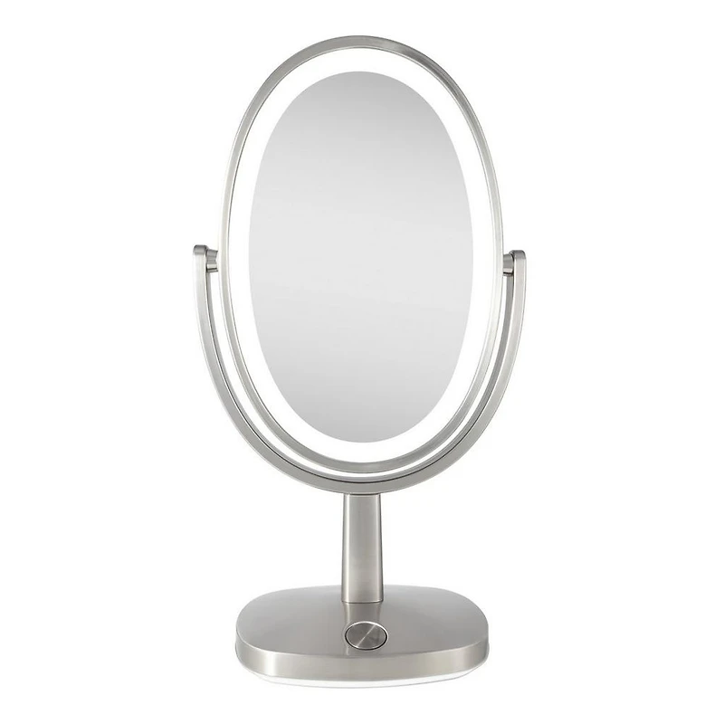 Zadro Newport LED Lighted Makeup Mirror with 5X/1X, Touch Control - Satin Nickel