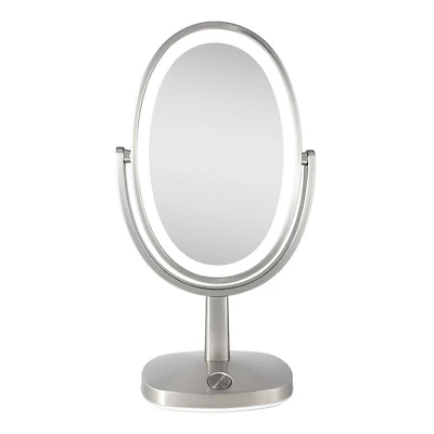 Zadro Newport LED Lighted Makeup Mirror with 5X/1X, Touch Control - Satin Nickel