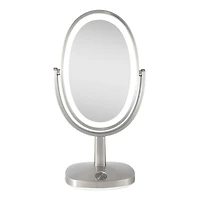 Zadro Newport LED Lighted Makeup Mirror with 5X/1X, Touch Control - Satin Nickel