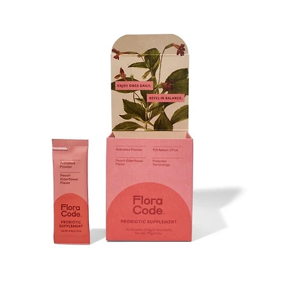 Flora Code Activated Probiotic Supplement - Peach Elderflower