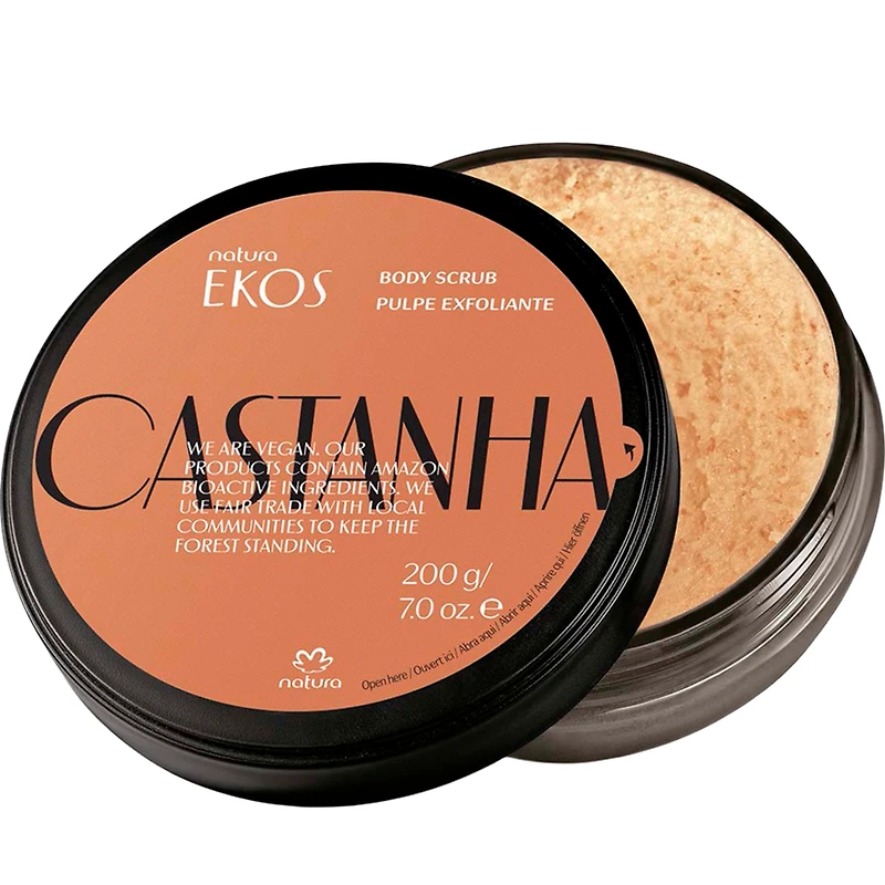 Natura Brazil Nut Body Scrub with Castanha Oil – Hydrating Sugar Exfoliant for Smooth Skin