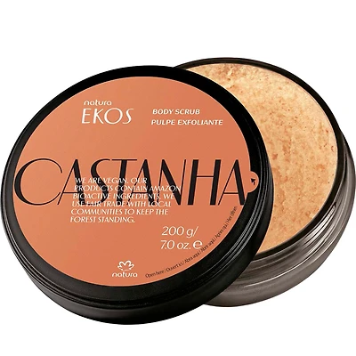 Natura Brazil Nut Body Scrub with Castanha Oil – Hydrating Sugar Exfoliant for Smooth Skin