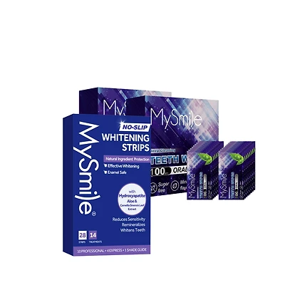 MySmile No-Slip Hydroxyapatite-Infuse Teeth Whitening Strips - Treatments With 200 Wipes