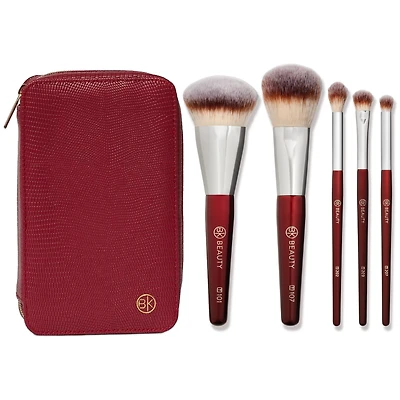 BK Beauty Travel Brush Set with Faux Leather Pouch