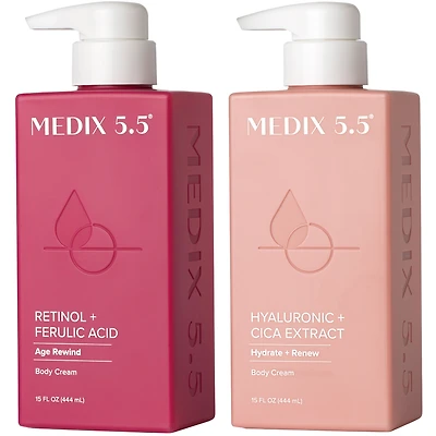 Medix 5.5 Firm + Hydrate Duo | Retinol + Ferulic Acid Body Cream, Hyaluronic Acid + Cica Body Cream