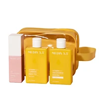 Medix 5.5 Glow On-The-Go Travel Set | Vitamin C Body Wash, Vit C Body Cream, Hyaluronic Acid Serum
