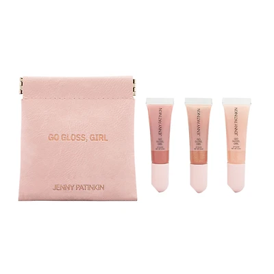 Jenny Patinkin Go Gloss, Girl Lip Gloss Set | Sheer Nude Shimmer Glosses (Set of 3)