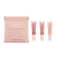 Jenny Patinkin Go Gloss, Girl Lip Gloss Set | Sheer Nude Shimmer Glosses (Set of 3)