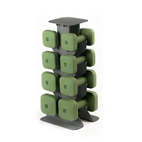 WeGym SafeGrip Dumbbells Upper Set with Dark Rack - Forest